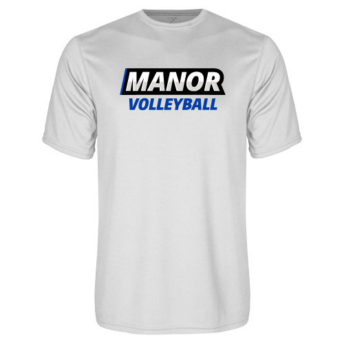  White Performance Tee - Manor Volleyball