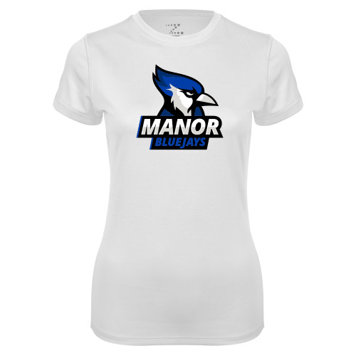  Womens White Performance Tee - Primary Mark