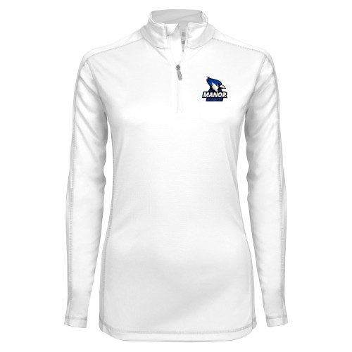  Syntrel Womens White Interlock 1/4 Zip - Primary Mark