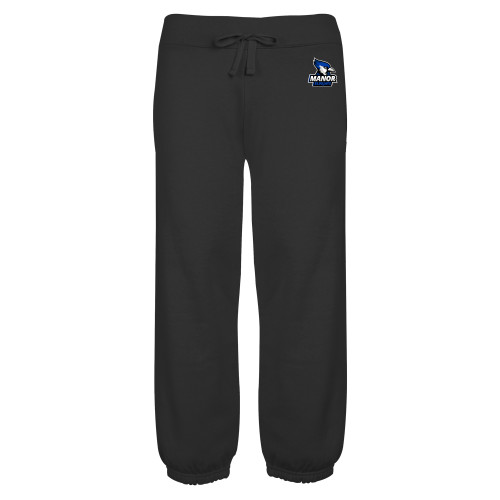  ENZA Womens Black Banded Fleece Capri - Primary Mark