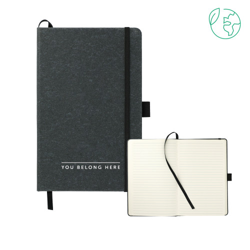  5.5 x 8.5 Black FSC Mix Recycled Leather Bound Journal - You Belong Here