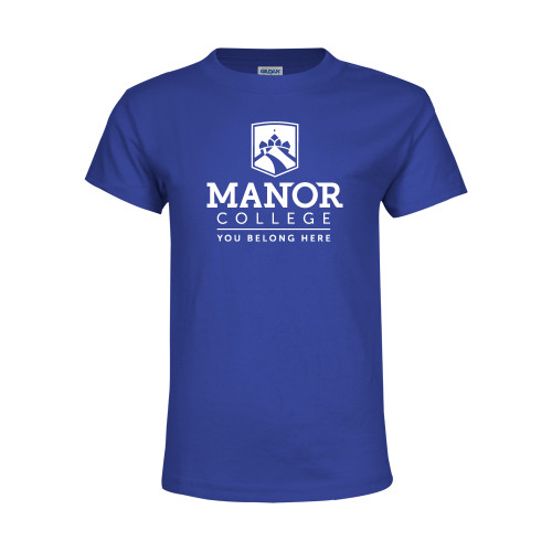  Youth Royal T Shirt - Manor College Logo