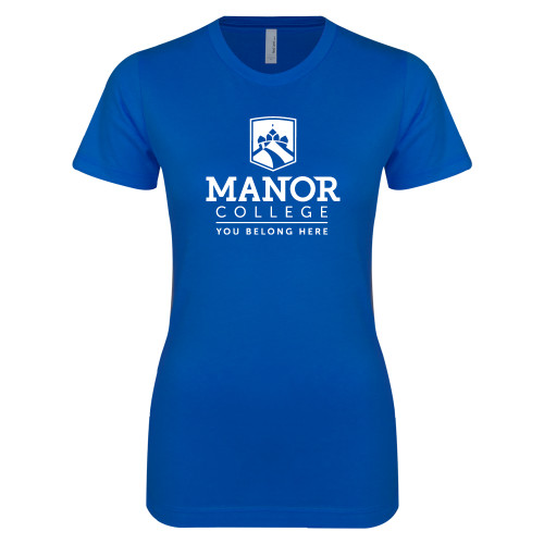  Next Level Womens Royal Boyfriend Tee - Manor College Logo