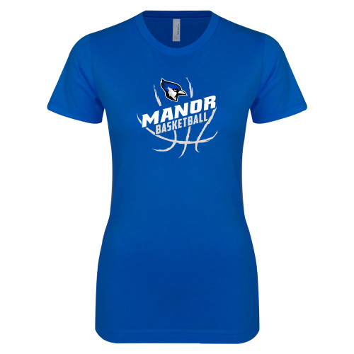  Next Level Womens Royal Boyfriend Tee - Basketball Design