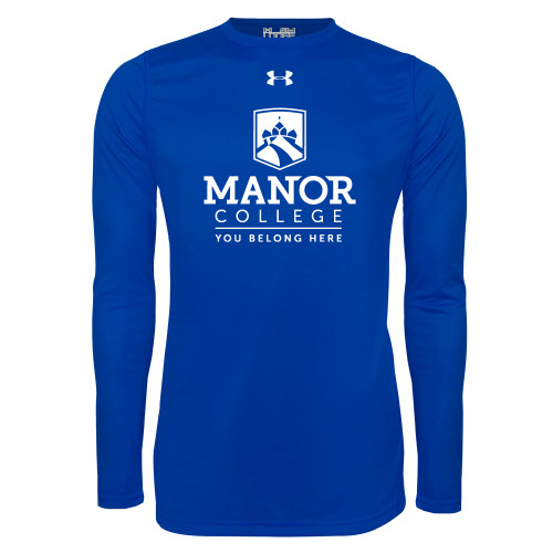  Under Armour Royal Long Sleeve Tech Tee - Manor College Logo