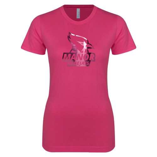  Next Level Womens Fuchsia Boyfriend Tee - Primary Mark  Foil