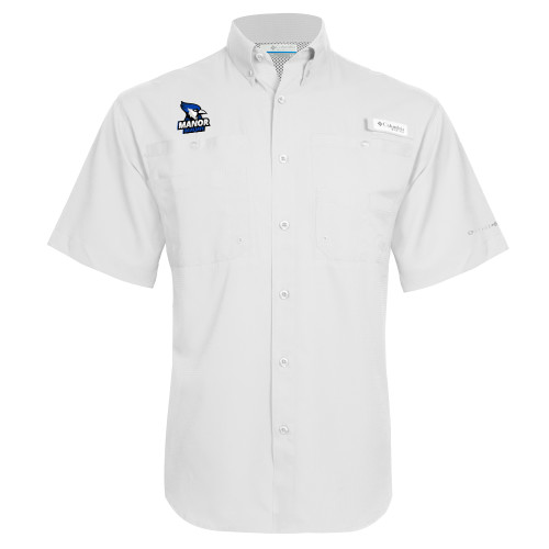  Columbia White Tamiami Performance Short Sleeve Shirt - Primary Mark