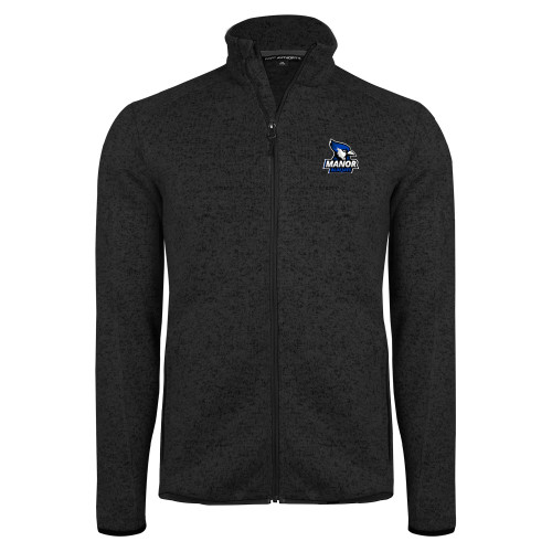  Black Heather  Sweater Fleece Jacket - Primary Mark