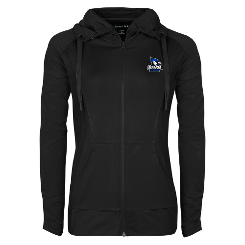  Womens Black Sport Wick Stretch Full Zip Jacket - Primary Mark