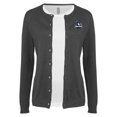  Womens Charcoal Cardigan Sweater - Primary Mark