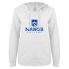 Thumbnail image for  ENZA Womens White V Notch Raw Edge Fleece Hoodie