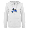 Thumbnail image for  ENZA Womens White V Notch Raw Edge Fleece Hoodie
