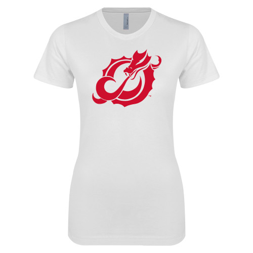  Next Level Womens White Boyfriend Tee - Dragon Mark