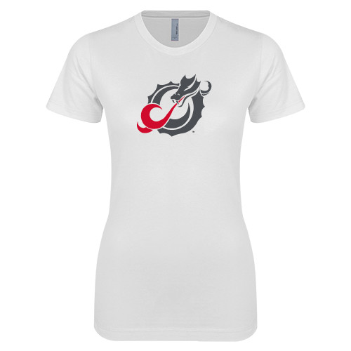  Next Level Womens White Boyfriend Tee - Dragon Mark