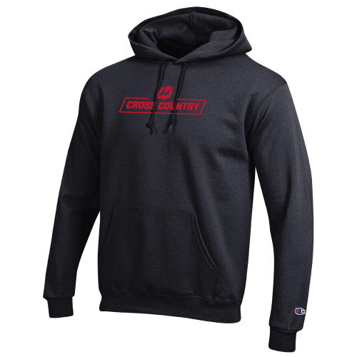  Champion Black Fleece Hoodie - MSUM Cross Country With Mascot