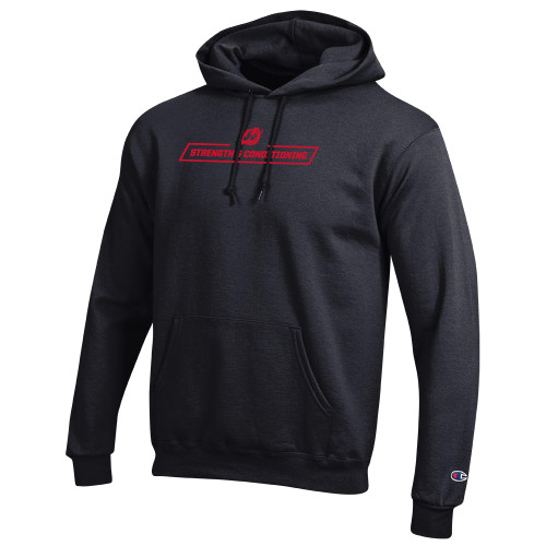  Champion Black Fleece Hoodie - MSUM Strength and Conditioning With Mascot