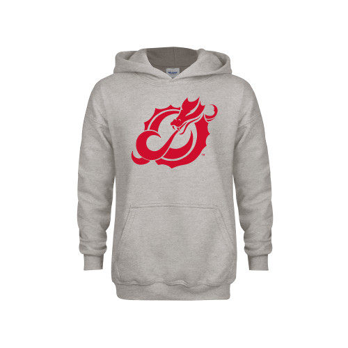  Youth Grey Fleece Hood - Dragon Mark