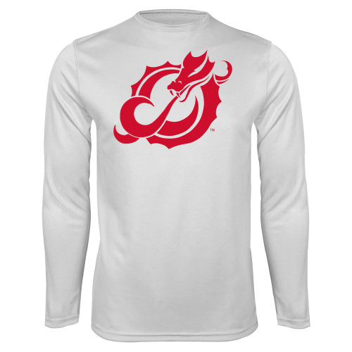  White Performance Long Sleeve Shirt - Dragon Mark