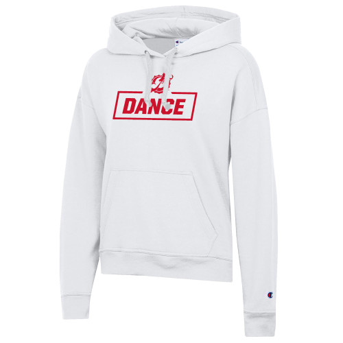  Champion Womens White Powerblend Pullover Hood - MSUM Dance With Mascot
