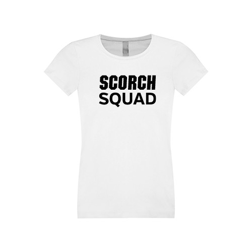  Next Level Girls White Fashion Fit T Shirt - Scorch Squad Text