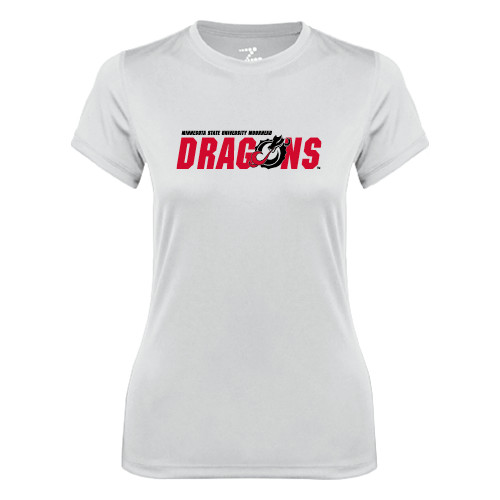  Womens White Performance Tee - Official Logo