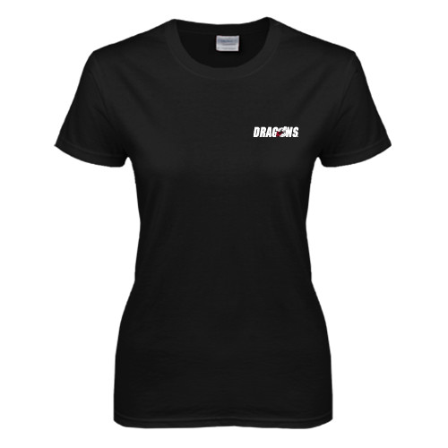  Womens Black Short Sleeve Tee - Dragons