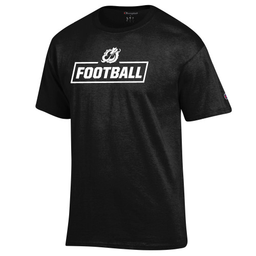  Champion Black T Shirt - MSUM Football With Mascot