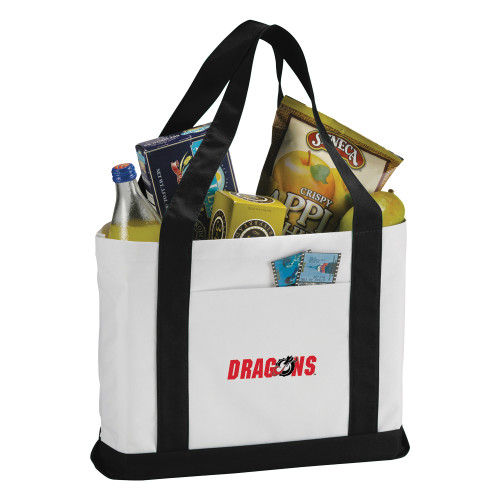  Contender White/Black Canvas Tote - Dragons