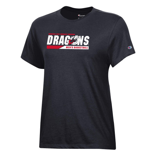  Champion Womens Black Core Short Sleeve Tee - MSUM Mens Basketball Two Color Bar