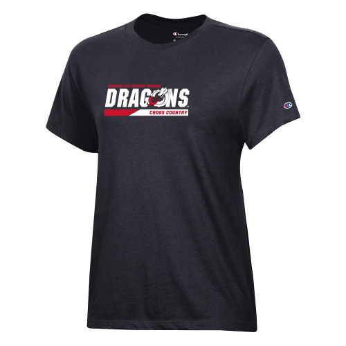  Champion Womens Black Core Short Sleeve Tee - MSUM Cross Country Two Color Bar