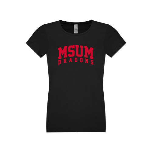 Next Level Girls Black Fashion Fit T Shirt - MSUM Dragons