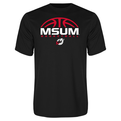  Black Performance Tee - Arched Basketball Design