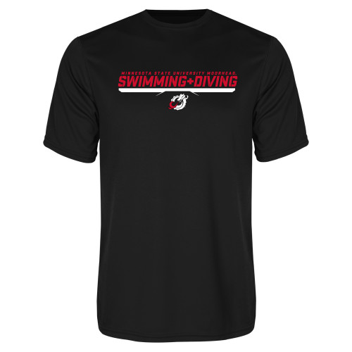  Black Performance Tee - Swimming & Diving Design
