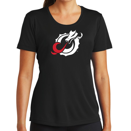  Womens Black Performance Tee - Dragon Mark