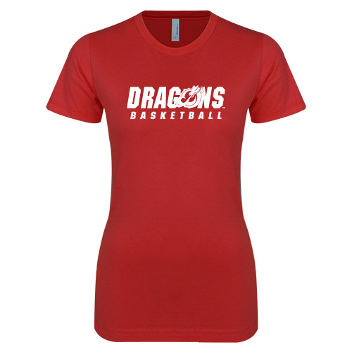  Next Level Womens Red Boyfriend Tee - Basketball