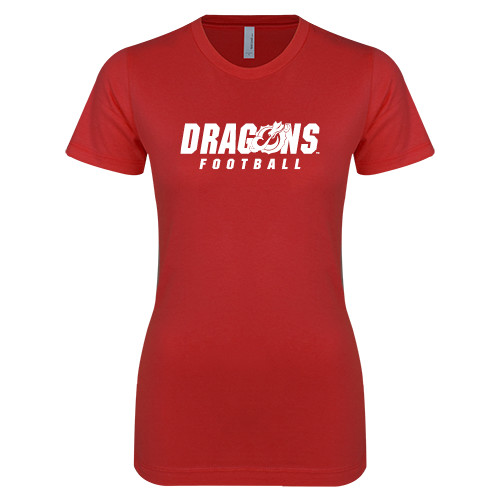  Next Level Womens Red Boyfriend Tee - Football