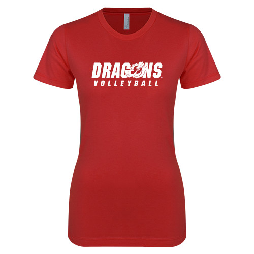  Next Level Womens Red Boyfriend Tee - Volleyball