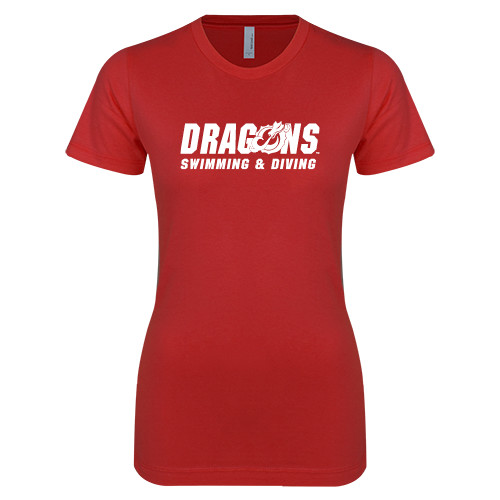  Next Level Womens Red Boyfriend Tee - Swimming & Diving