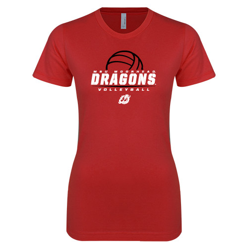  Next Level Womens Red Boyfriend Tee - Volleyball Design