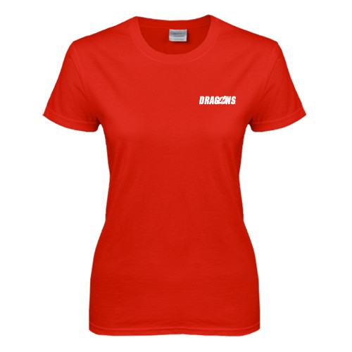  Womens Short Sleeve Red Tee - Dragons