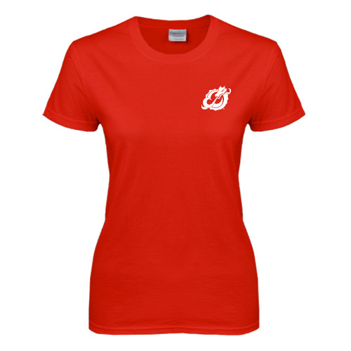  Womens Short Sleeve Red Tee - Dragon Mark
