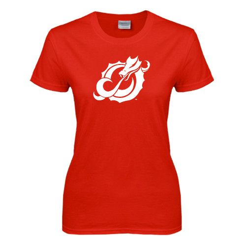  Womens Short Sleeve Red Tee - Dragon Mark