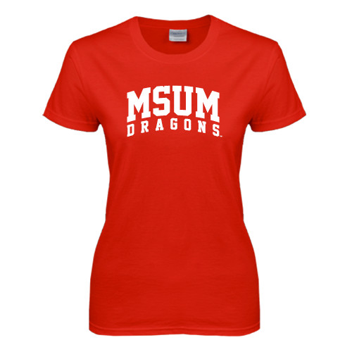  Womens Short Sleeve Red Tee - MSUM Dragons
