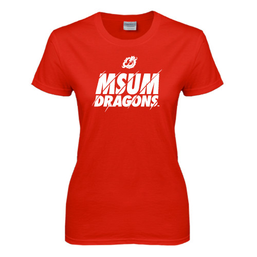  Womens Short Sleeve Red Tee - Type Slash Design