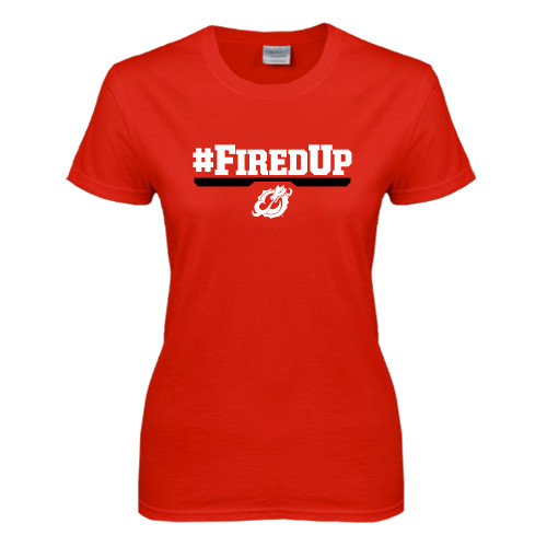  Womens Short Sleeve Red Tee - #FiredUp