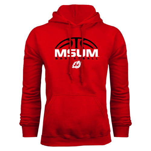  Red Fleece Hoodie - Arched Basketball Design