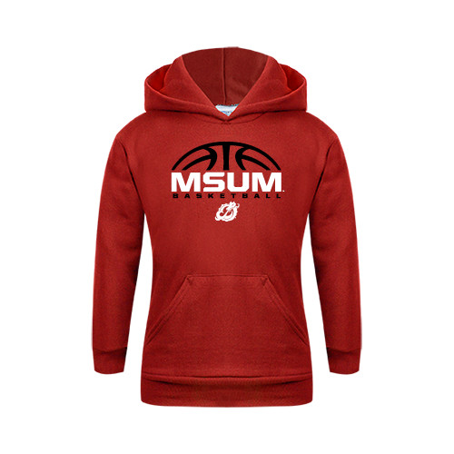  Youth Red Fleece Hoodie - Arched Basketball Design