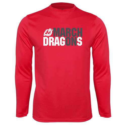  Red Performance Long Sleeve Shirt - March On Dragons