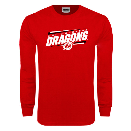  Red Long Sleeve T Shirt - Stencil Type Design