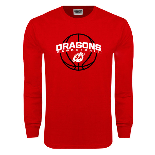  Red Long Sleeve T Shirt - Basketball Design